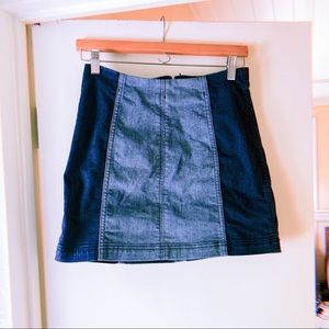 FREE PEOPLE MODERN FEMME DENIM TWO TONE SKIRT